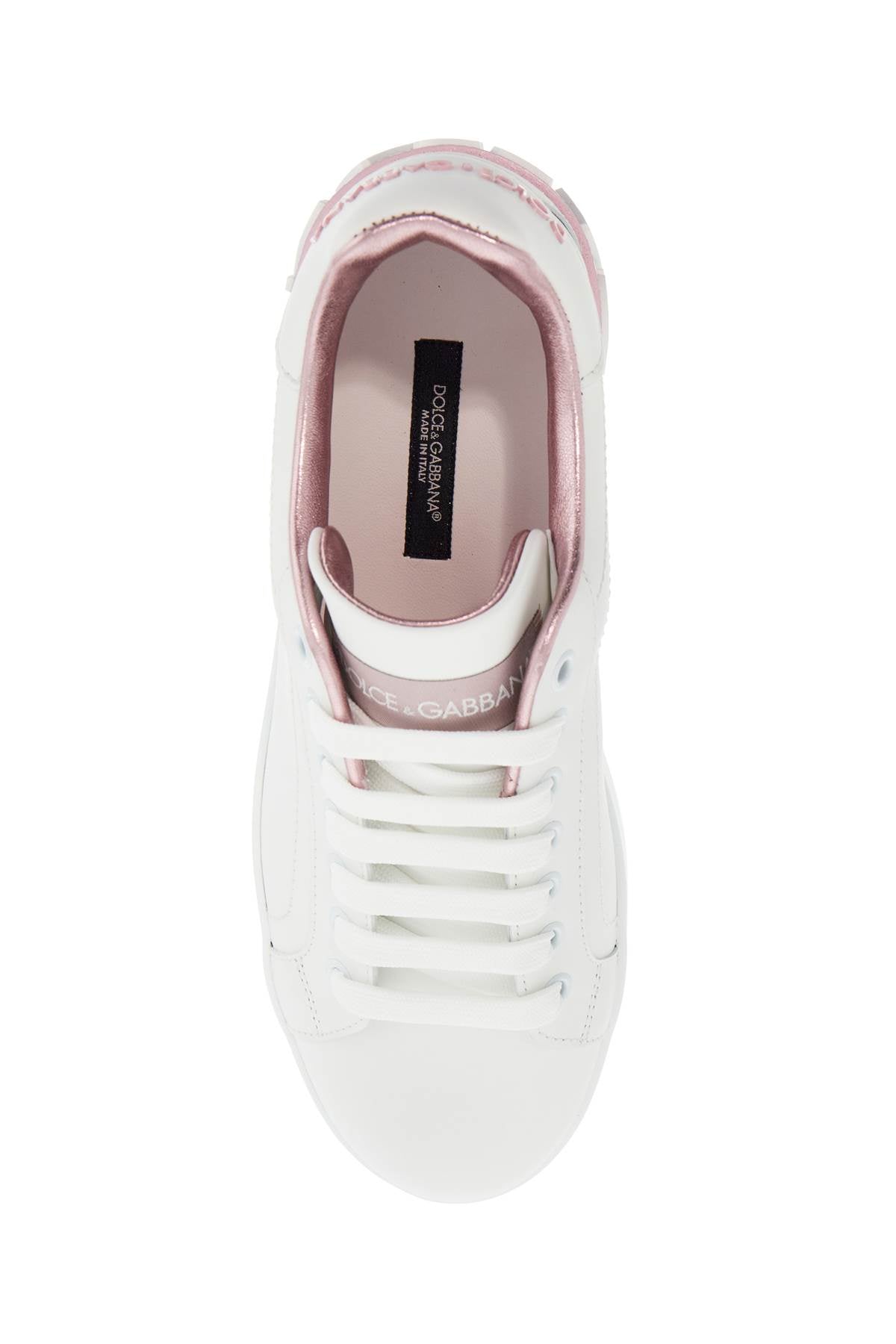 White and Pink Low-Top Sneakers