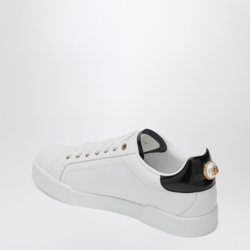 Dolce &amp; Gabbana White and Gold Leather Portofino Sneakers White