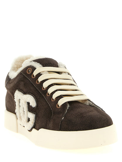 Dolce &amp; Gabbana Shearling Low.top Sneakers Brown