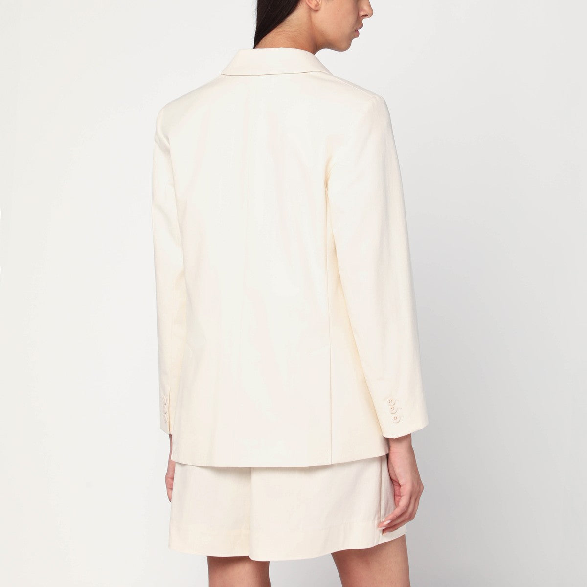 A.P.C. Double-breasted ecru cotton jacket with three welt pockets white