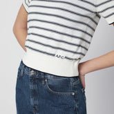 A.P.C. White Knit Top With Ecru/black Stripes