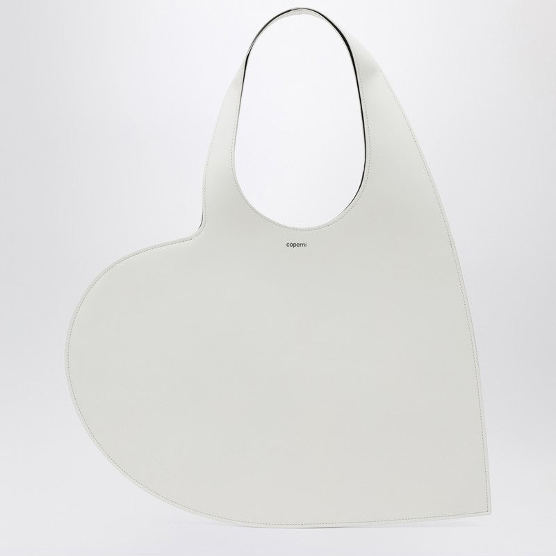 Coperni White Leather Heart Tote Bag White