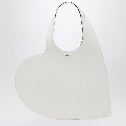 Coperni White Leather Heart Tote Bag White