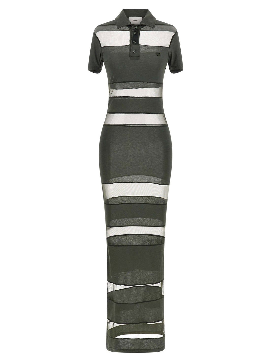 Coperni Striped Sheer Polo Dress Green