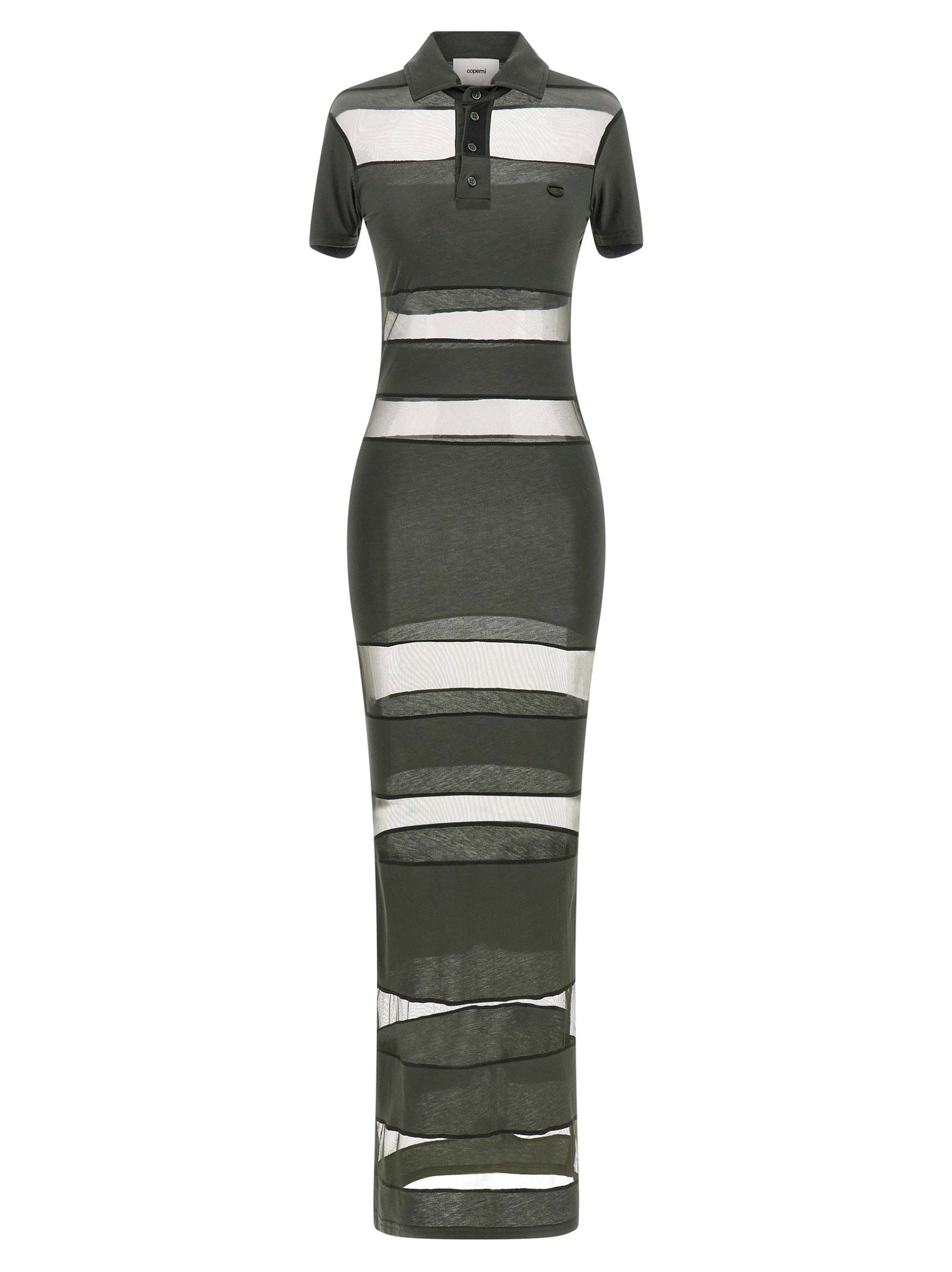 Coperni Striped Sheer Polo Dress Green