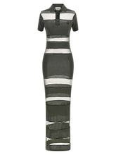 Coperni Striped Sheer Polo Dress Green