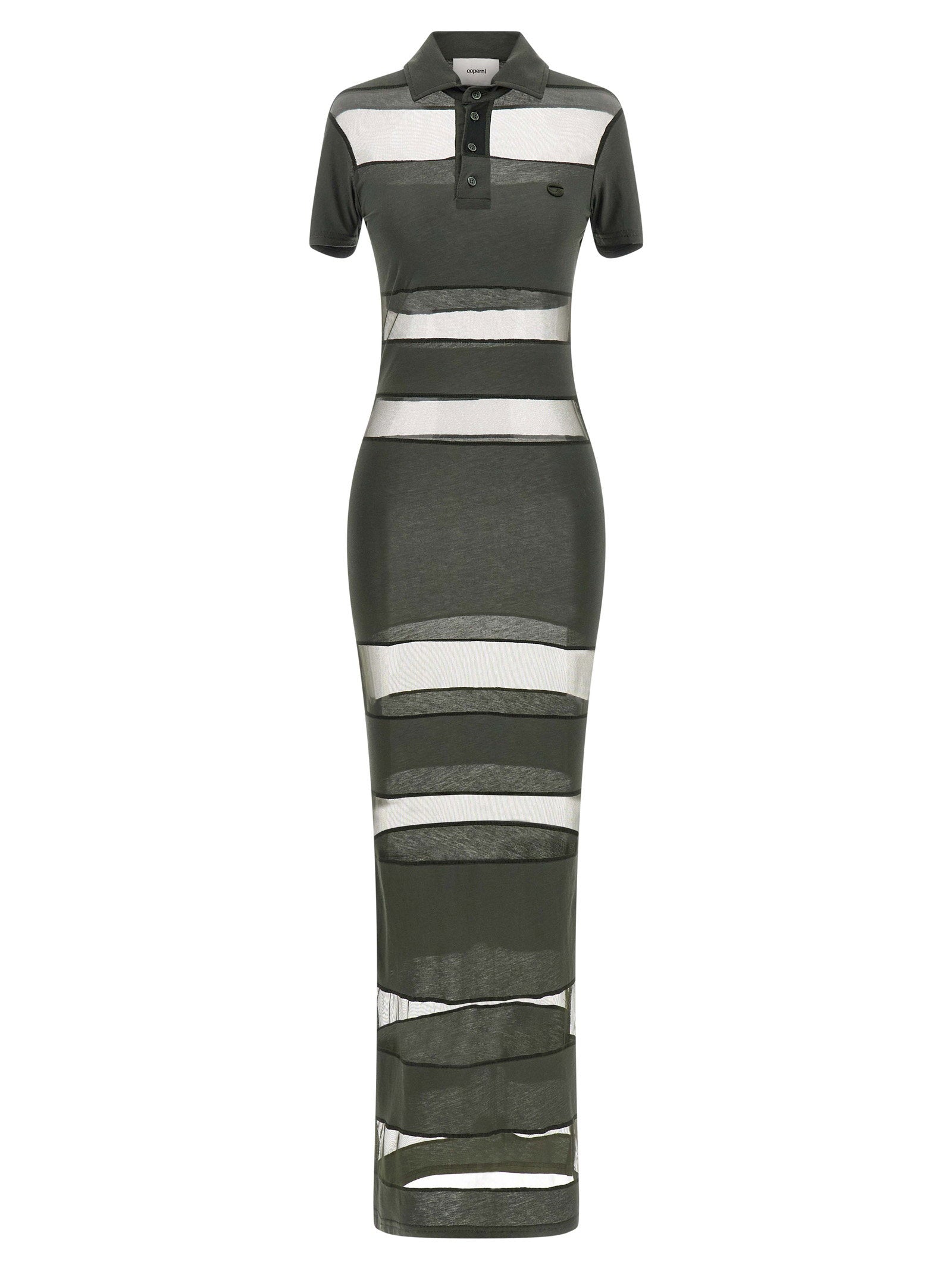 Coperni Striped Sheer Polo Dress Green