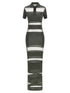 Coperni Striped Sheer Polo Dress Green