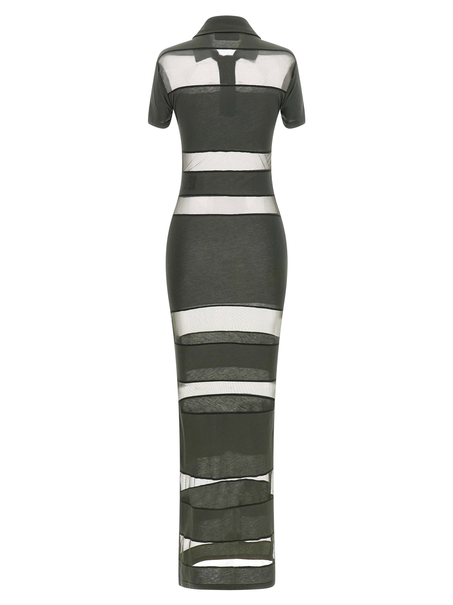 Coperni Striped Sheer Polo Dress Green