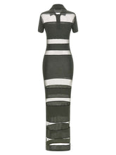 Coperni Striped Sheer Polo Dress Green