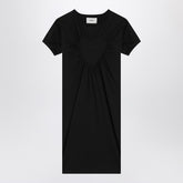 Coperni Black Cotton Mini Dress with Ruffled Heart Detail Black