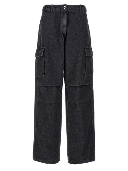 Coperni Denim Wide Leg Cargo Jeans Black