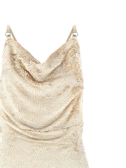 Coperni Sequin Dress Beige