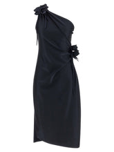 Coperni Asymmetric Mini Flower Dress Black