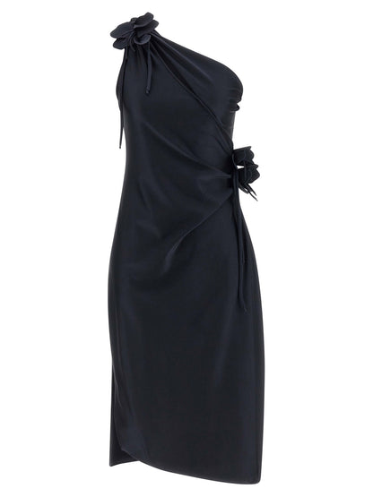 Coperni Asymmetric Mini Flower Dress Black