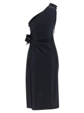 Coperni Asymmetric Mini Flower Dress Black