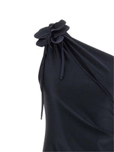 Coperni Asymmetric Mini Flower Dress Black