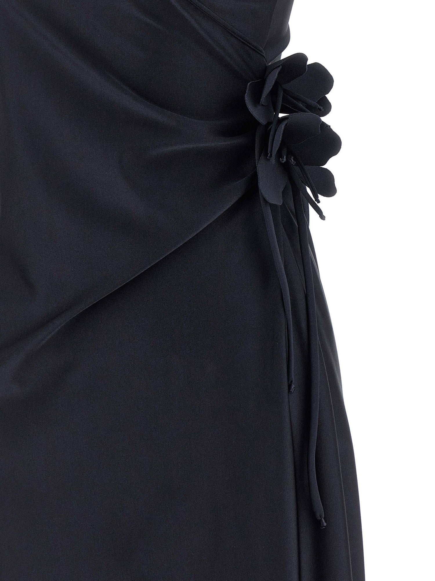 Coperni Asymmetric Mini Flower Dress Black