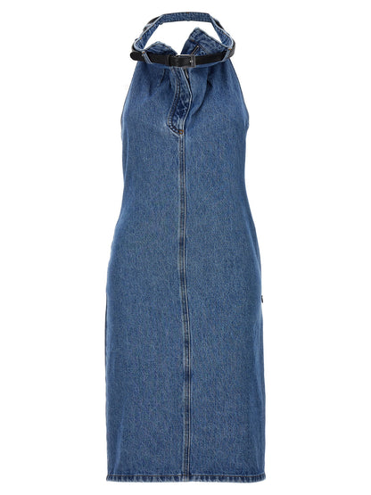 Coperni Belt Halter Neck Dress Blue