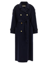 Elisabetta Franchi Double-breasted Belted Coat Blue