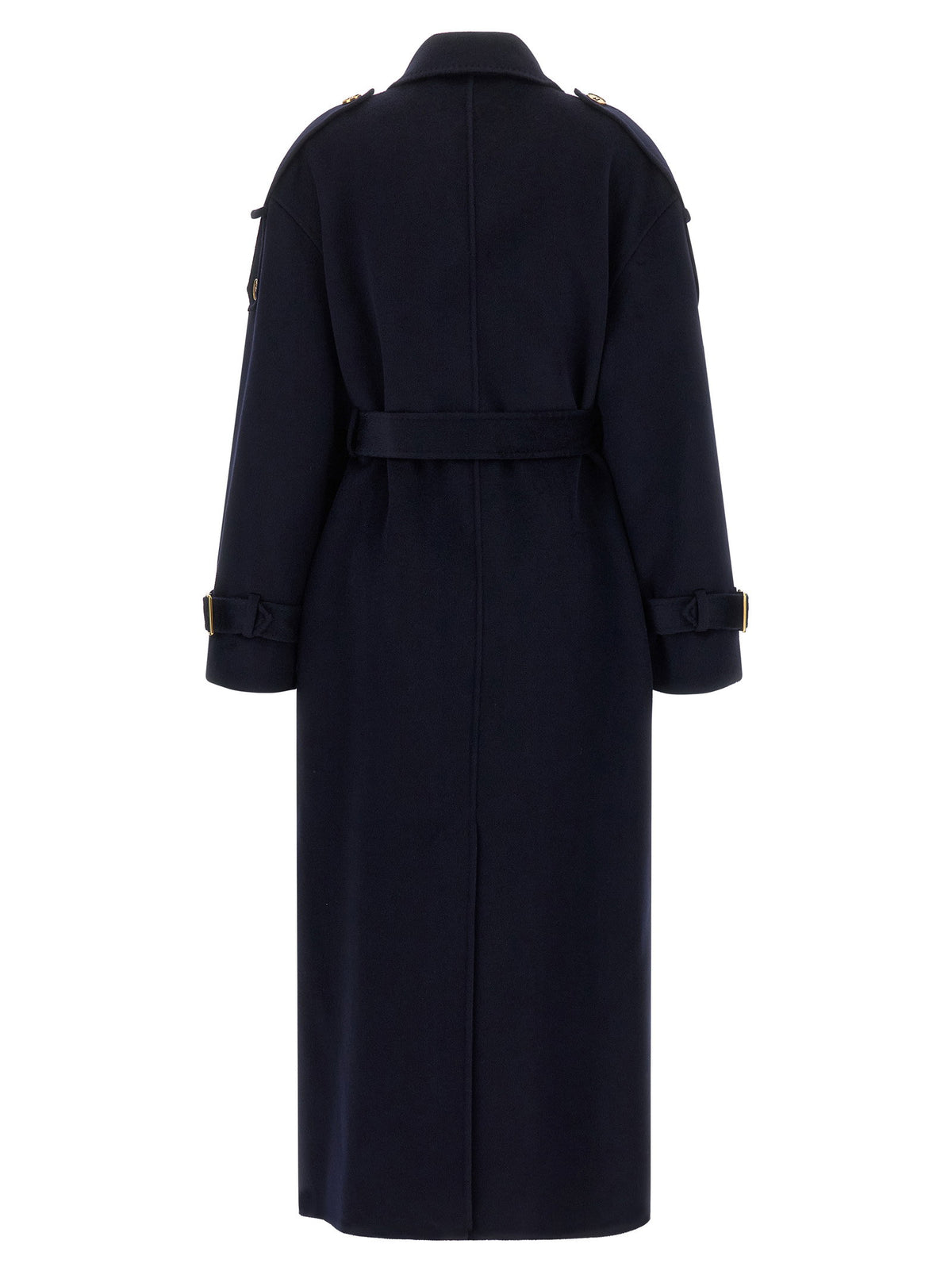 Elisabetta Franchi Double-breasted Belted Coat Blue