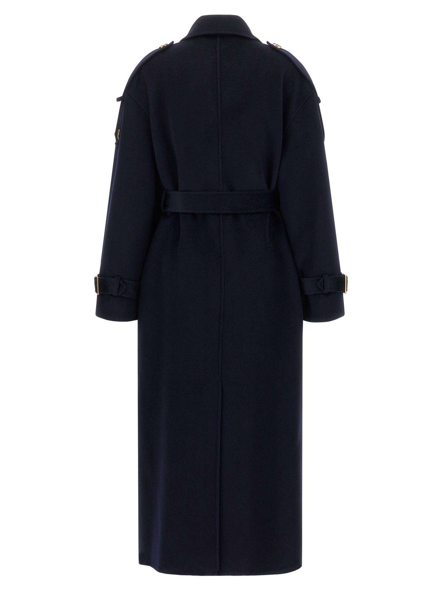 Elisabetta Franchi Double-breasted Belted Coat Blue
