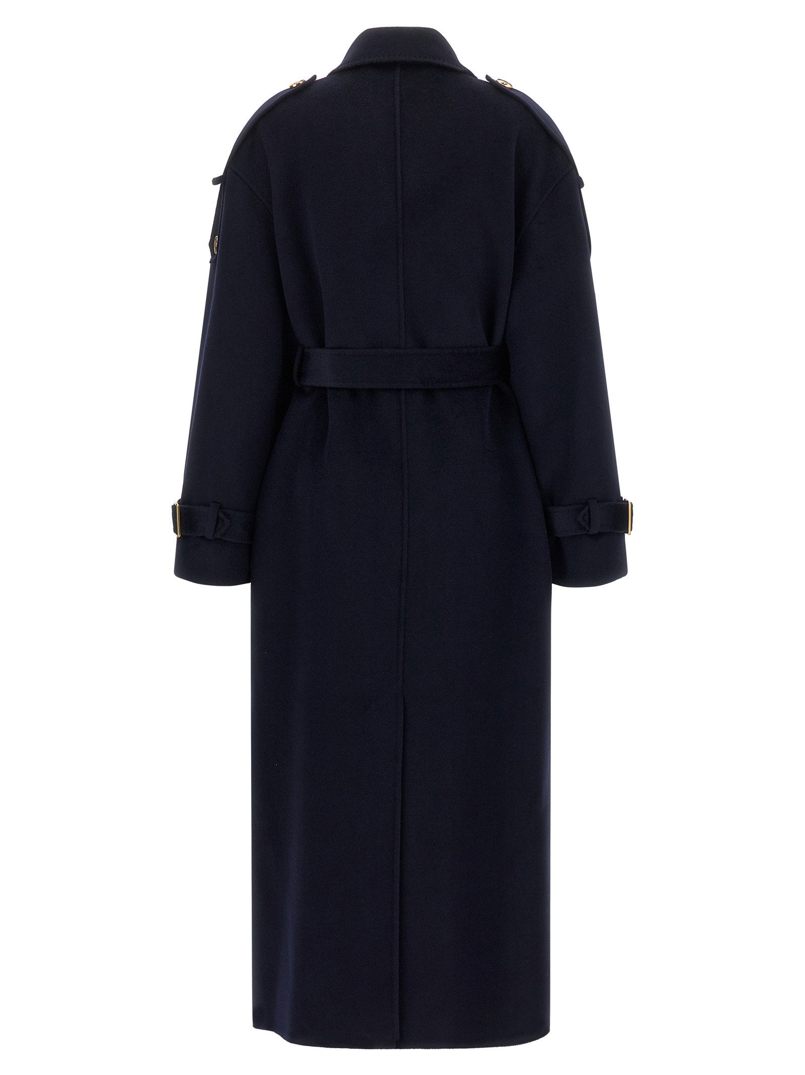 Elisabetta Franchi Double-breasted Belted Coat Blue