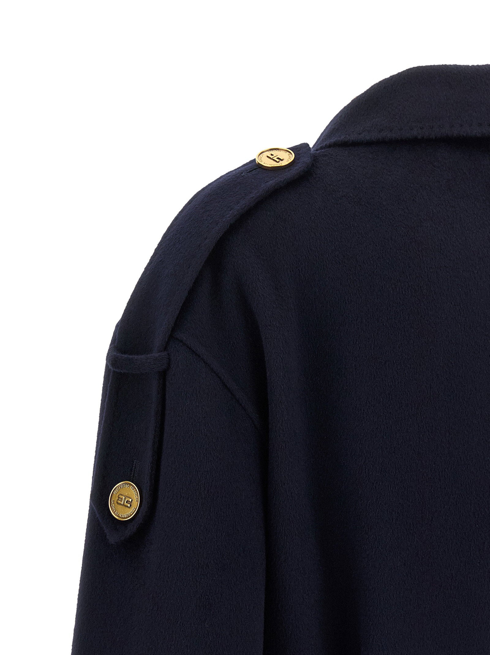 Elisabetta Franchi Double-breasted Belted Coat Blue