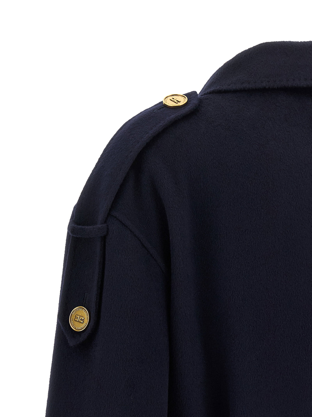 Elisabetta Franchi Double-breasted Belted Coat Blue