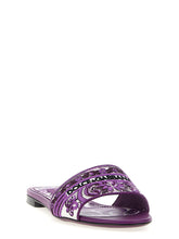 Dolce & Gabbana Maiolica Embroidery Slides Purple