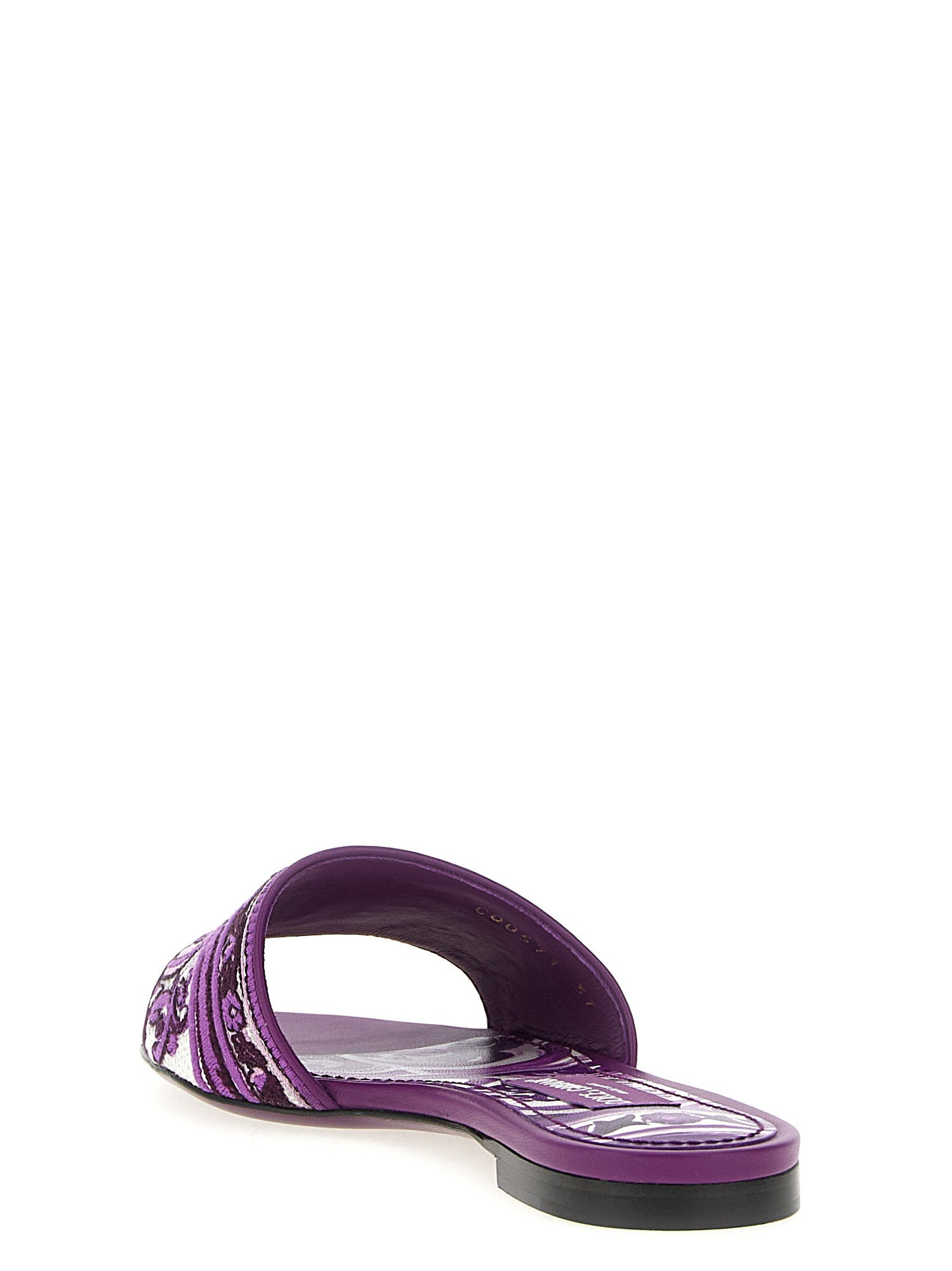 Dolce &amp; Gabbana Maiolica Embroidery Slides Purple