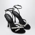 Dolce & Gabbana Black Satin Sandals with Crystal Embellished Straps Black
