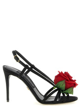 Dolce & Gabbana Satin Sandals With Flower Black  