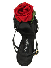 Dolce & Gabbana Satin Sandals With Flower Black  