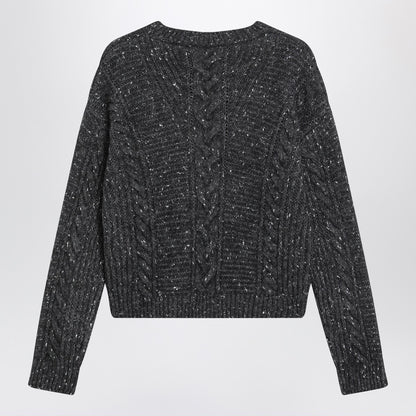 Max Mara Studio Anthracite Cropped Alpaca-Blend Boxy Sweater Orange