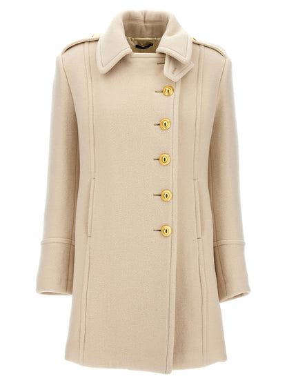 Tom Ford Single-breasted Wool Coat White