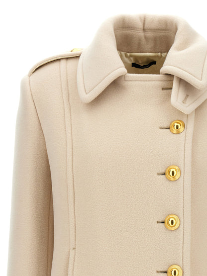 Tom Ford Single-breasted Wool Coat White