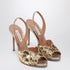 Aquazzura Embroidered Gold Leather Stiletto Sandals Green