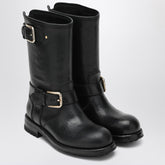 Dolce & Gabbana Black Leather Calf Boots with Buckles Black
