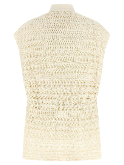 Fabiana Filippi Crochet Vest Beige