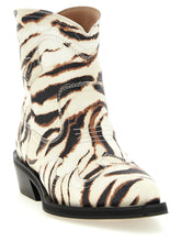 Ganni Western Ankle Boots Beige