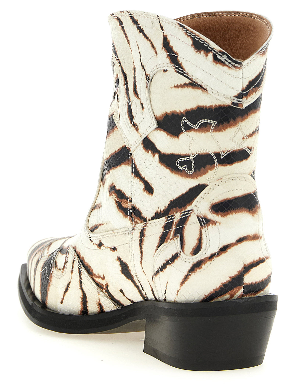 Ganni Western Ankle Boots Beige