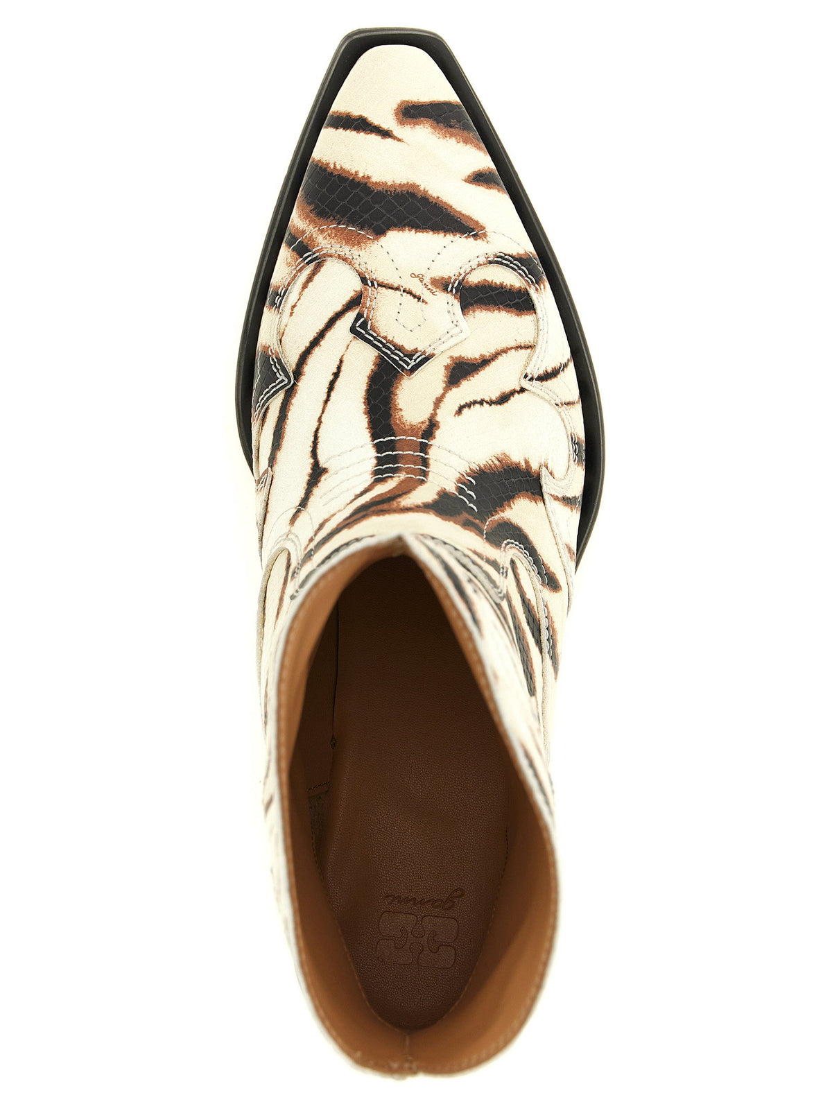 Ganni Western Ankle Boots Beige