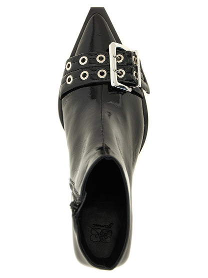 Ganni Buckle Ankle Boots Black