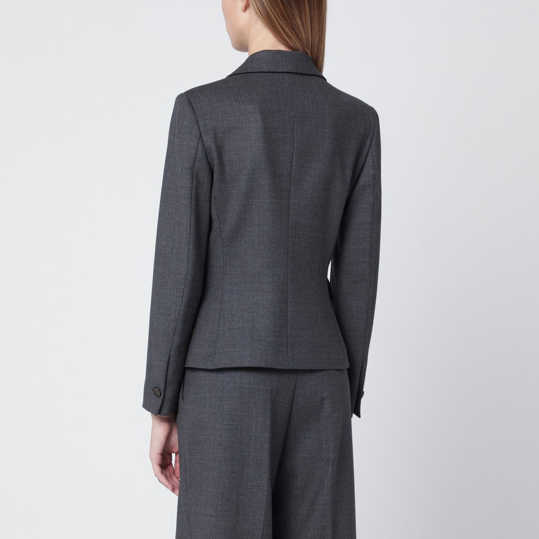 Tagliatore Grey Wool-Blend Single-Breasted Blazer Grey