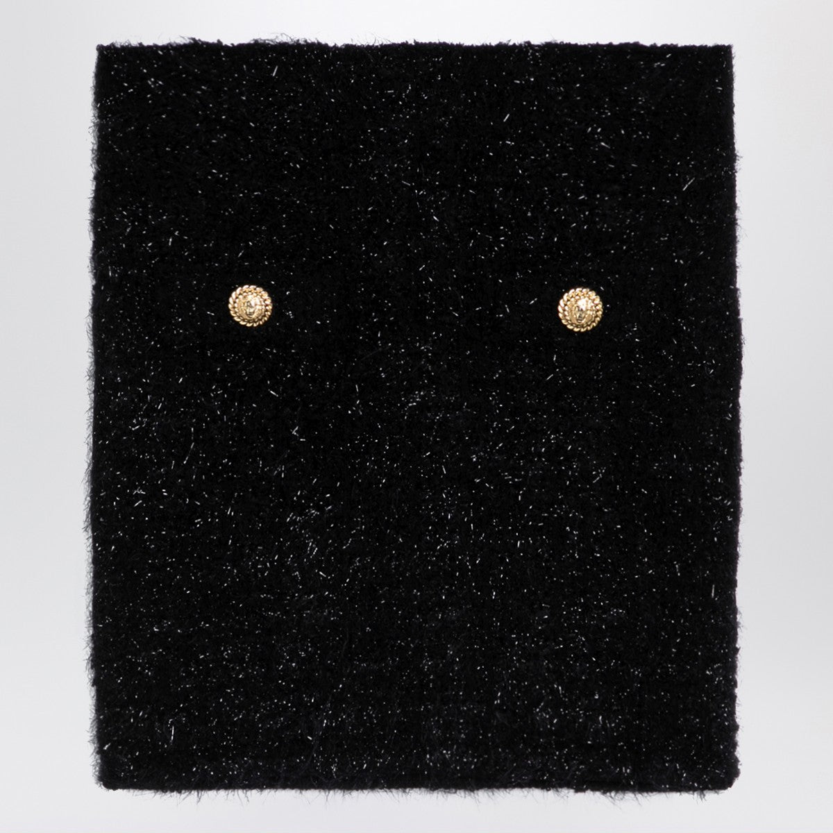 Balmain Black Tweed Miniskirt with Gold Buttons black