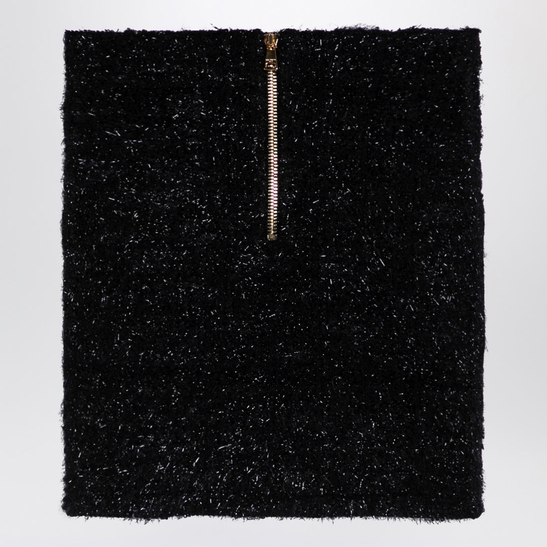 Balmain Black Tweed Miniskirt with Gold Buttons black