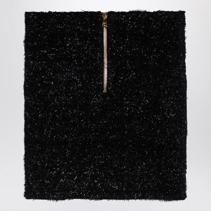 Balmain Black Tweed Miniskirt with Gold Buttons black