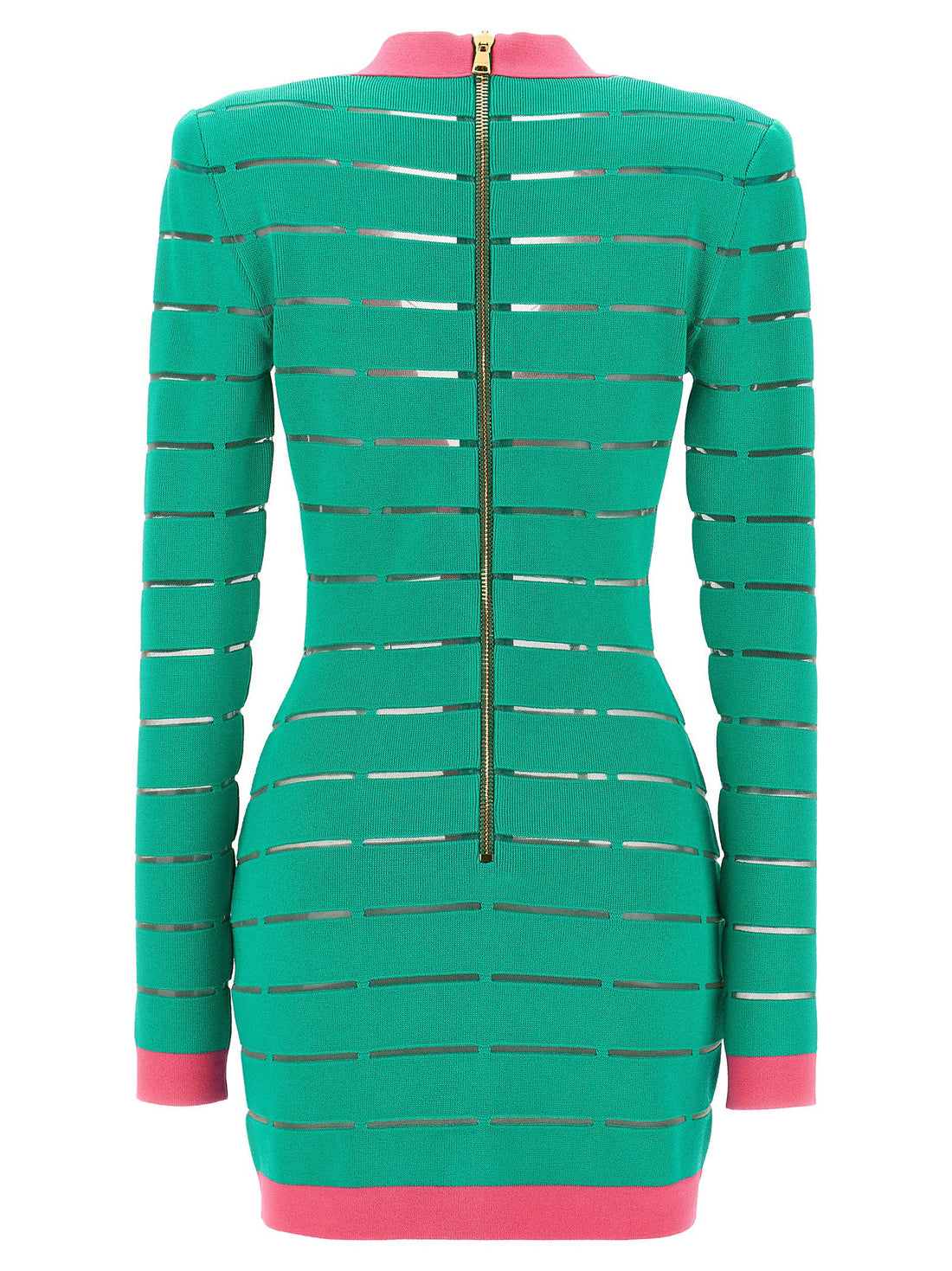 Balmain Two-tone Knit Dress Green