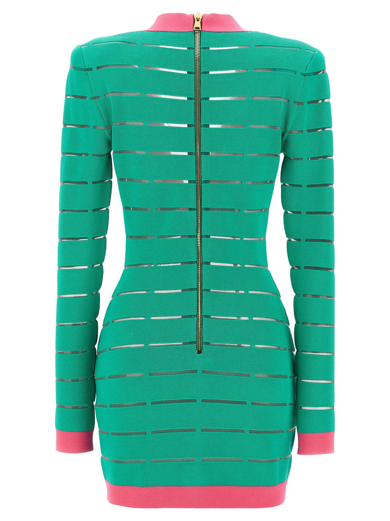 Balmain Two-tone Knit Dress Green